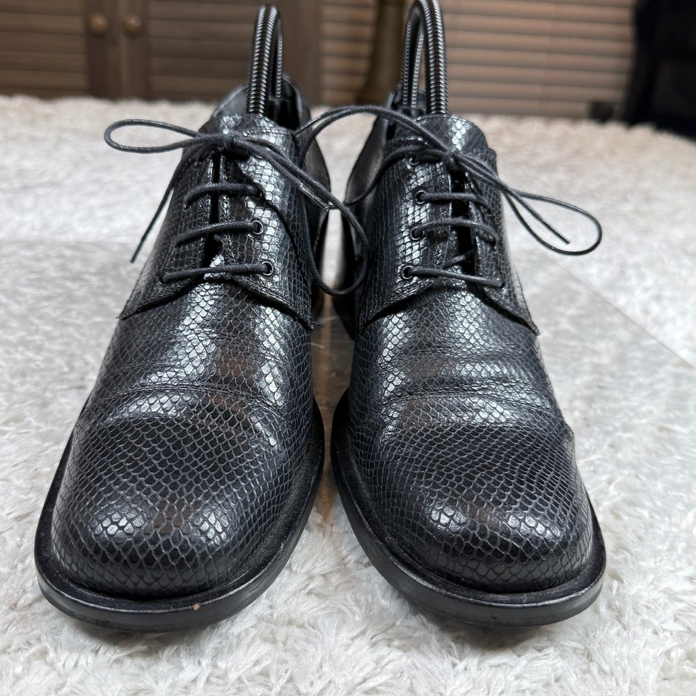 Kenneth Cole Shoes Women's 9B Vintage Black 90s Y2K Leather Block Heel Oxford - Picture 2 of 12
